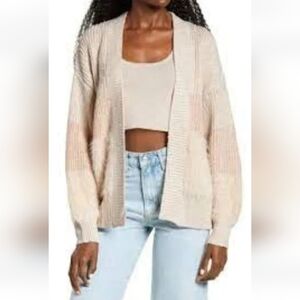 All In Favor Open Front Cardigan S Cream Pink 415A